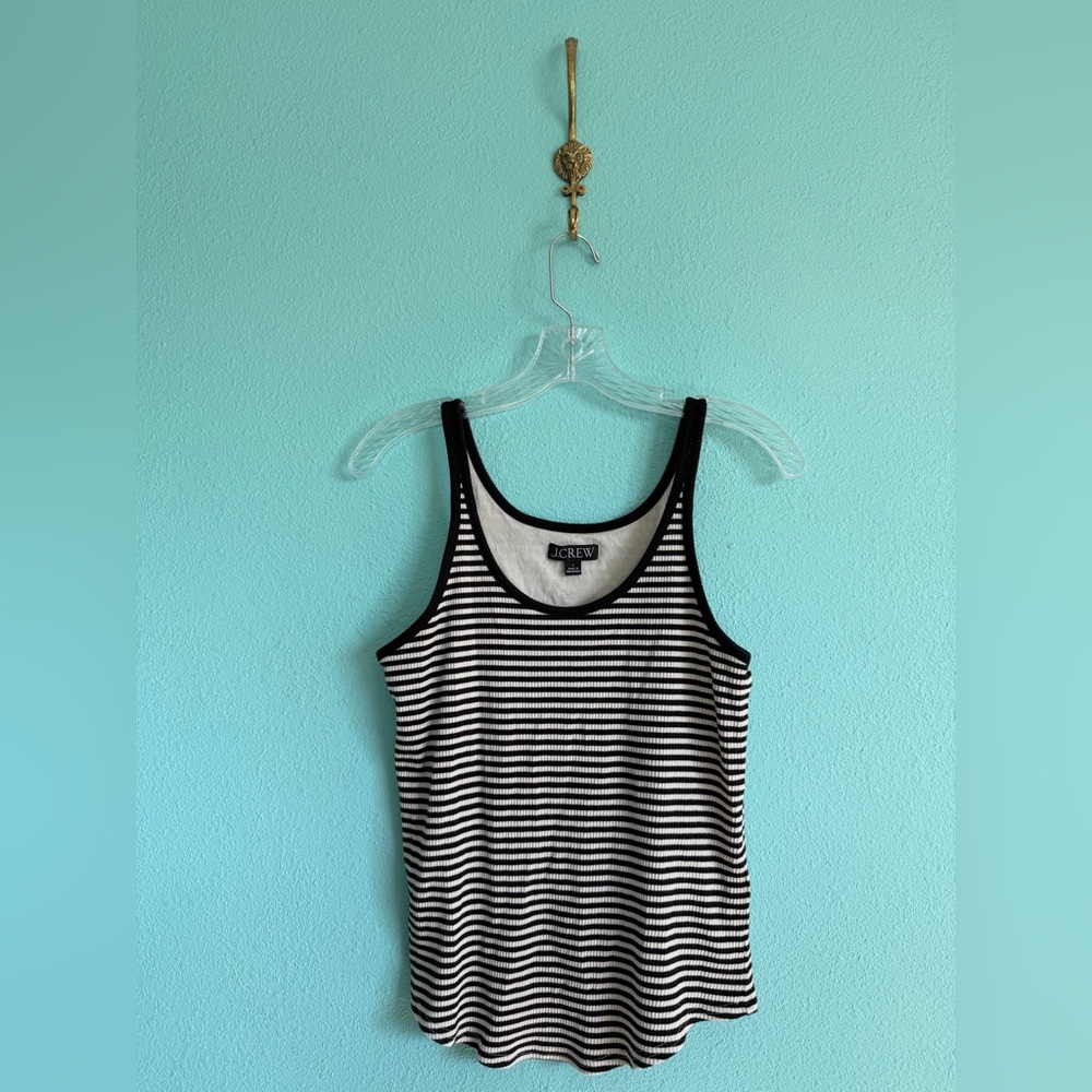 J. Crew Vintage Rib Shelf Bra Tank Top, Natural/Black Stripe - Picture 5 of 5